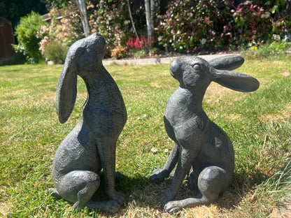 Large Moon - Gazing Graphite Hares Set - Backyard Bliss