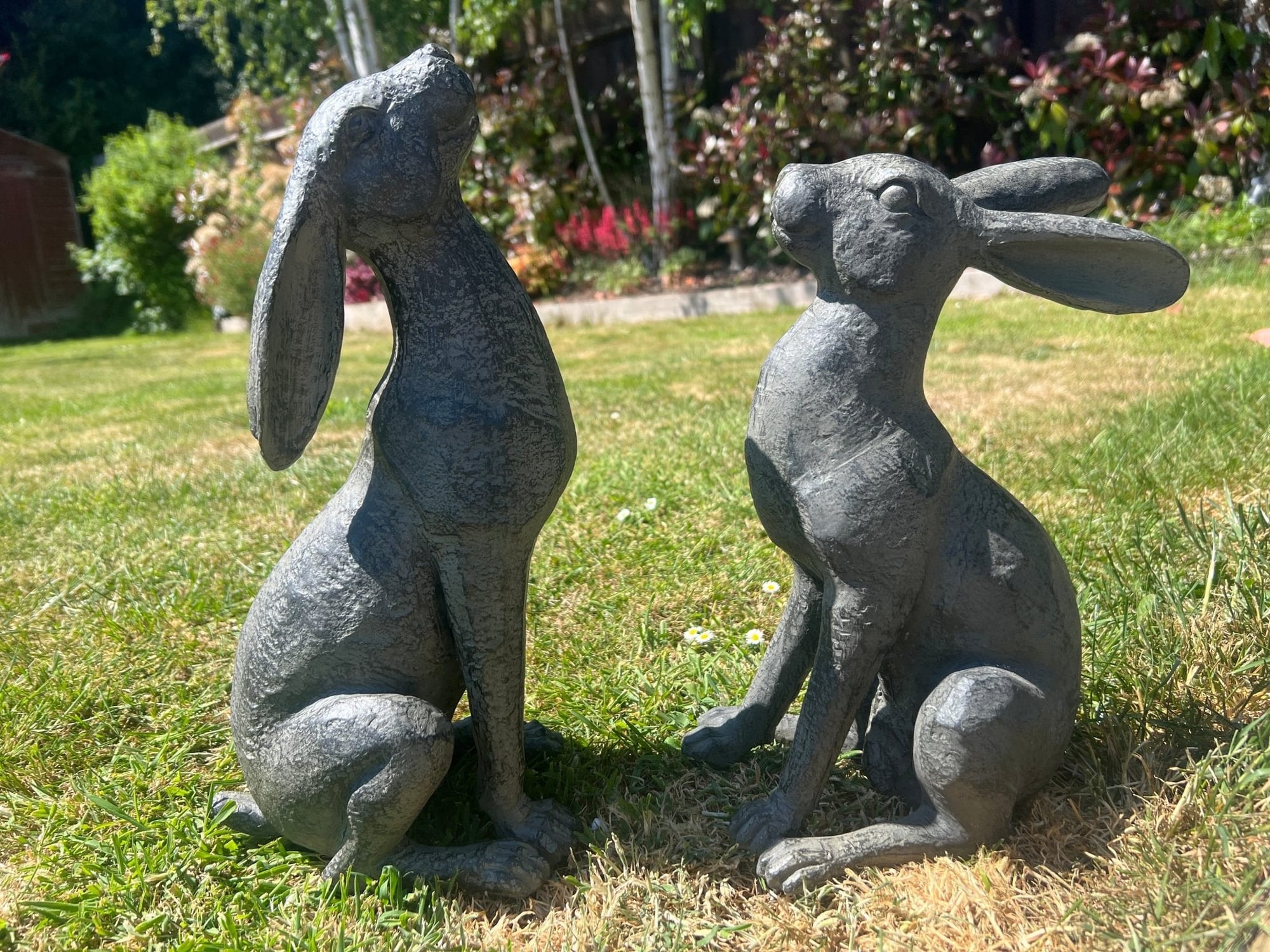 Large Moon - Gazing Graphite Hares Set - Backyard Bliss