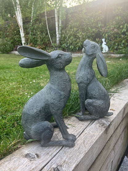 Large Moon - Gazing Graphite Hares Set - Backyard Bliss