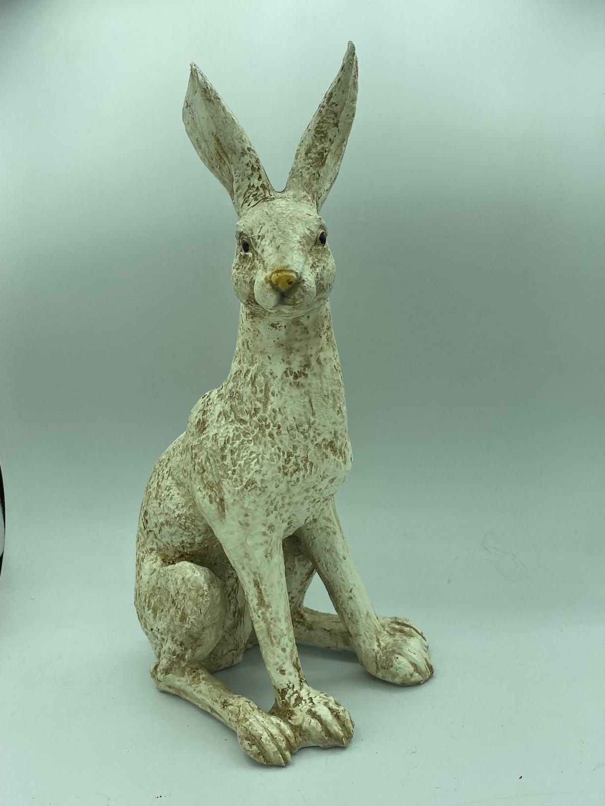 Large Mottled White March Hares Ornament Set - Backyard Bliss