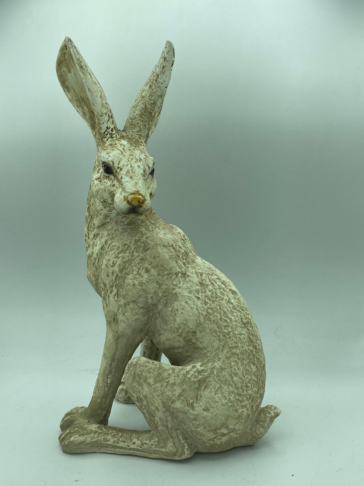 Large Mottled White March Hares Ornament Set - Backyard Bliss