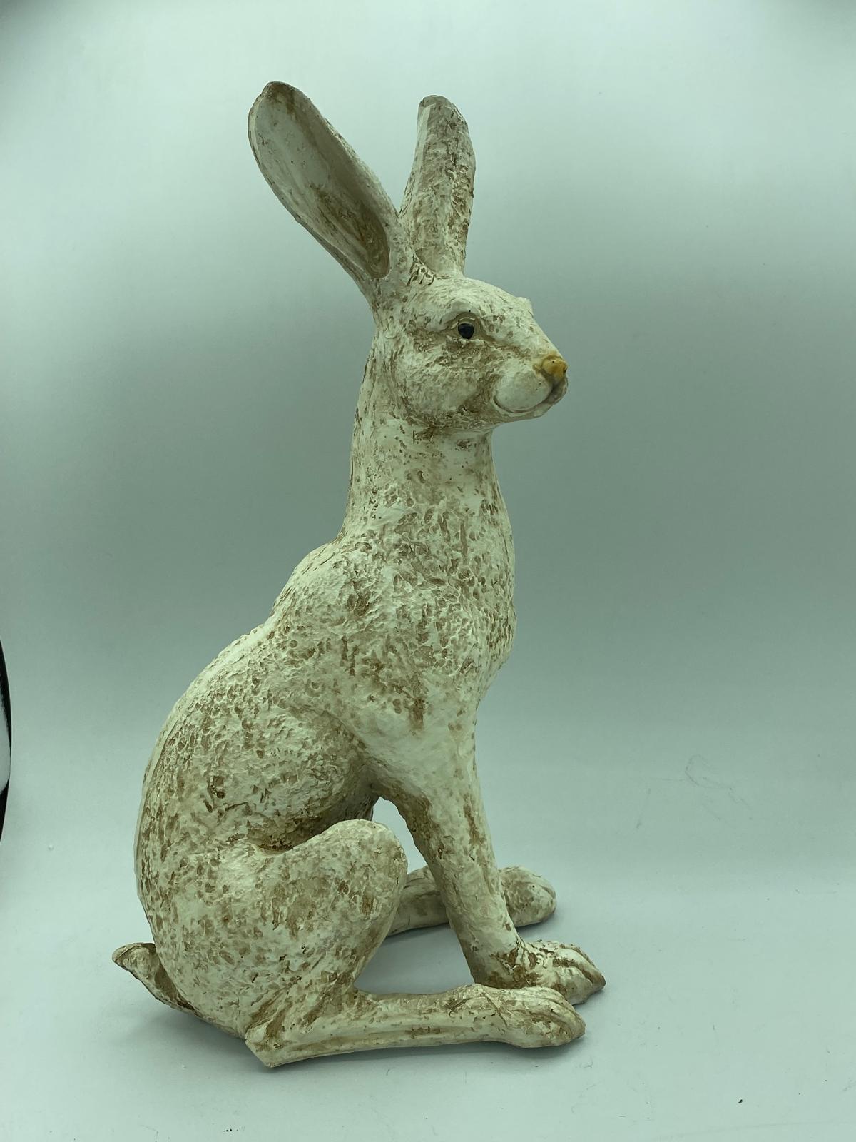 Large Mottled White March Hares Ornament Set - Backyard Bliss