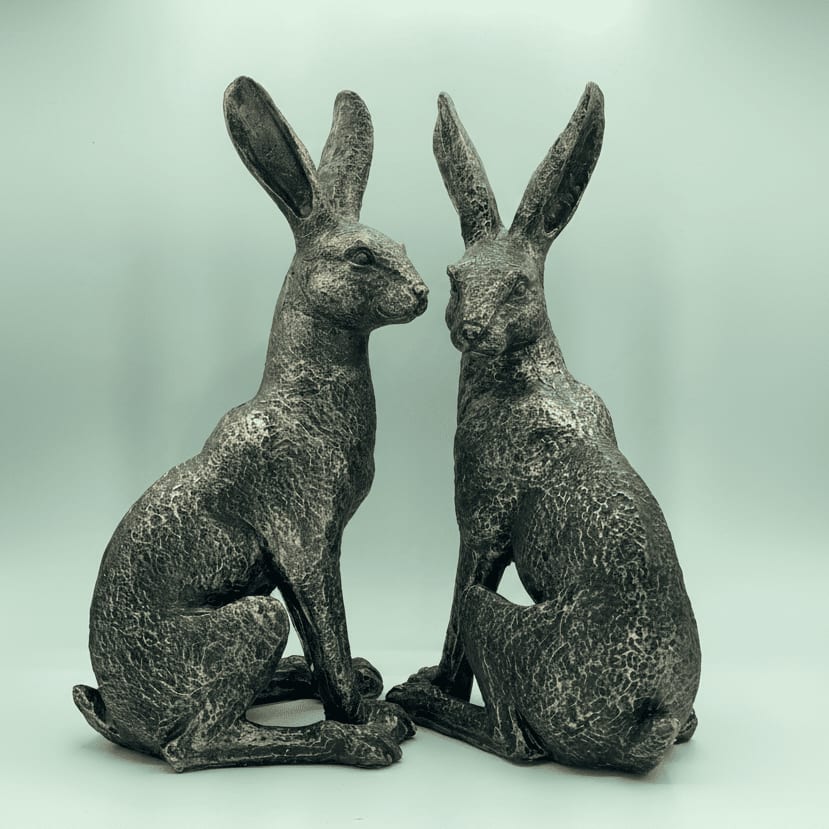 Large New Bronze March Hares Ornament Set – Backyard Bliss Large New Bronze March Hares Ornament Set – Backyard Bliss