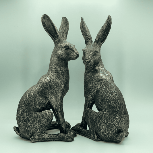 Large New Bronze March Hares Ornament Set - Backyard Bliss
