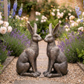 Large New Bronze March Hares Ornament Set