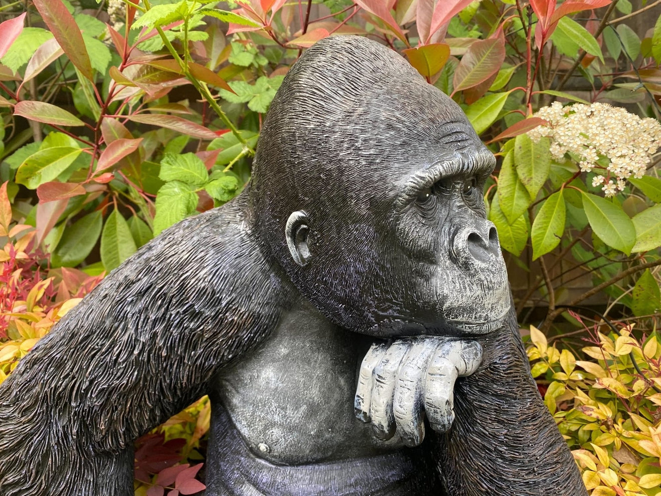 Large Pondering Gorilla Garden Ornament - Backyard Bliss