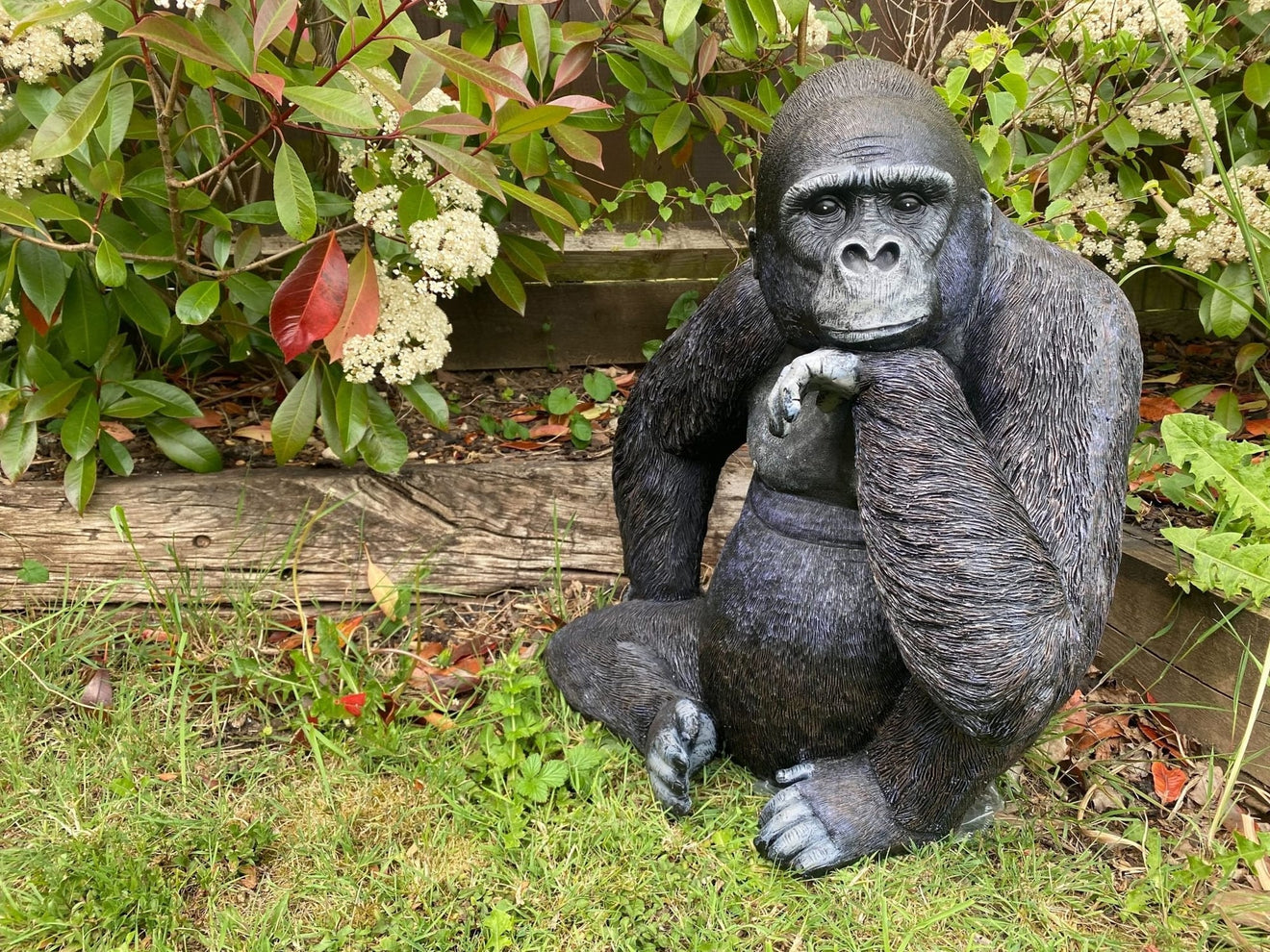 Large Pondering Gorilla Garden Ornament - Backyard Bliss