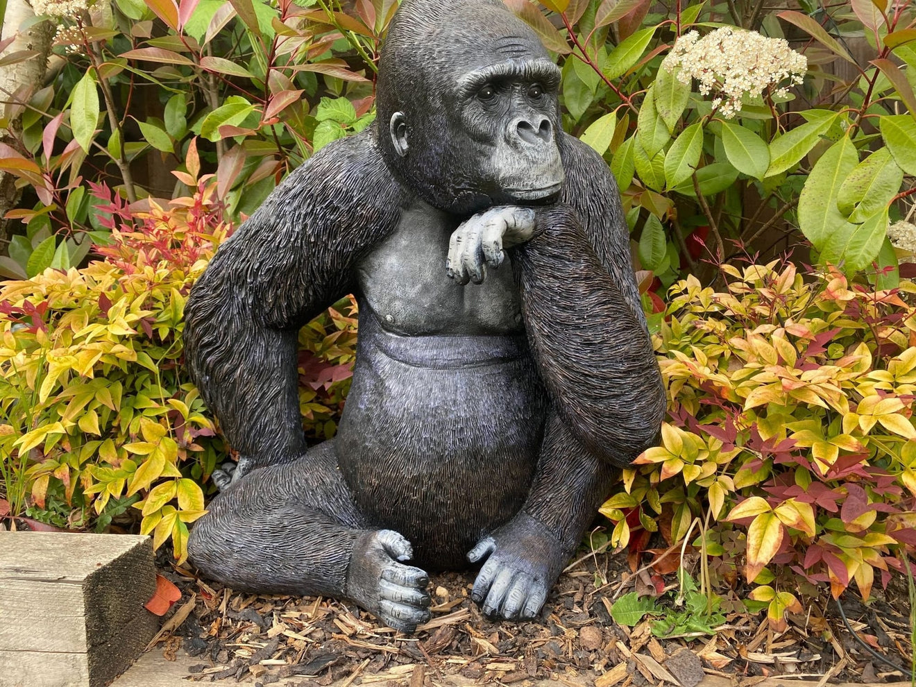 Large Pondering Gorilla Garden Ornament - Backyard Bliss