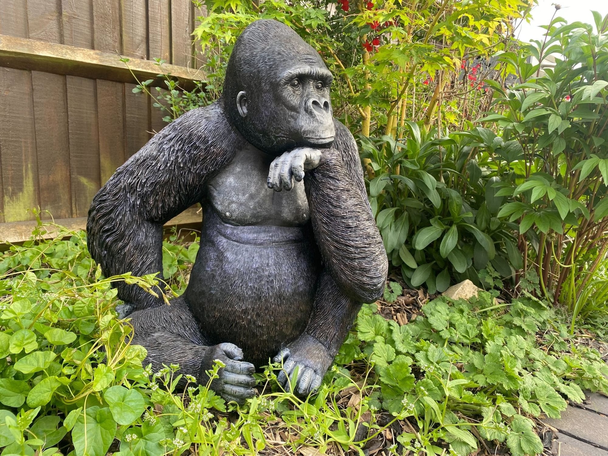 Large Pondering Gorilla Garden Ornament - Backyard Bliss