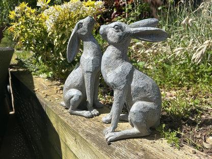 Large Verdigris Moon - Gazing Hares Ornament Set - Backyard Bliss