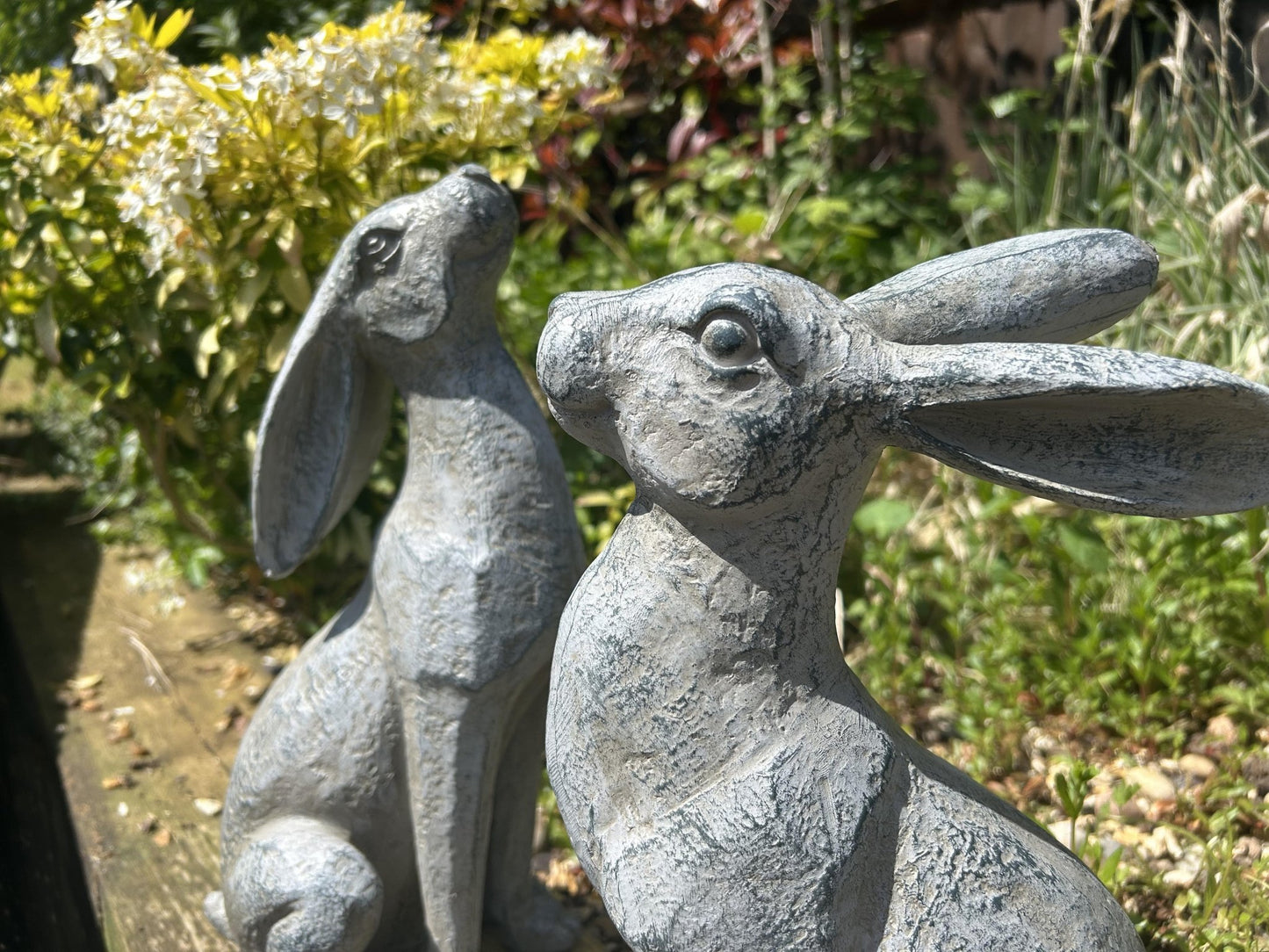 Large Verdigris Moon - Gazing Hares Ornament Set - Backyard Bliss