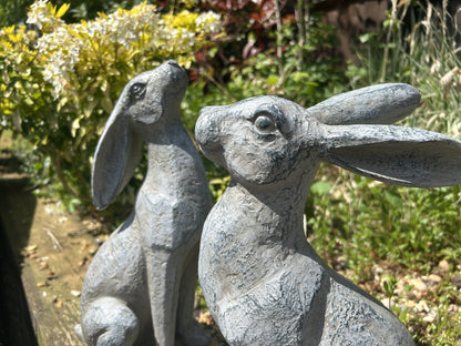 Large Verdigris Moon - Gazing Hares Ornament Set - Backyard Bliss