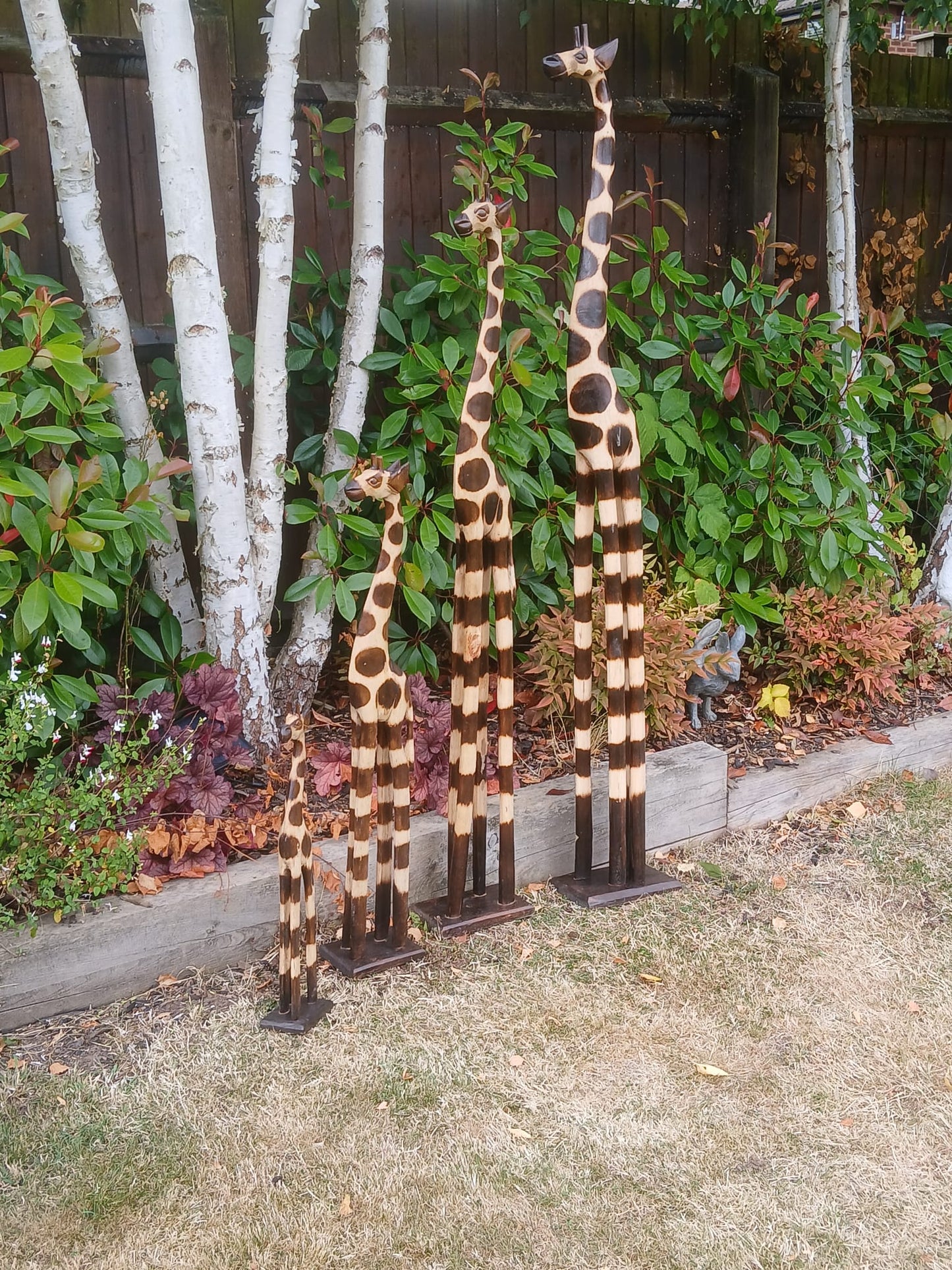 Large Wooden Giraffes - Set of 4 - Backyard Bliss