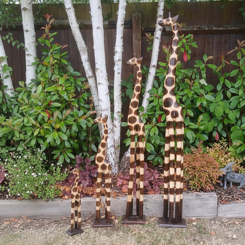 Large Wooden Giraffes - Set of 4 - Backyard Bliss