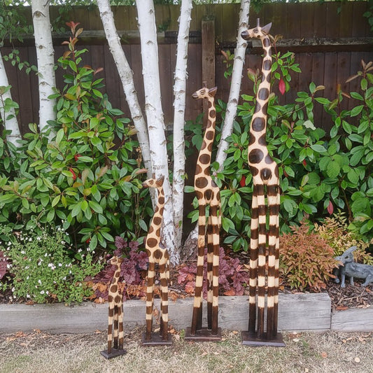 Large Wooden Giraffes - Set of 4 - Backyard Bliss