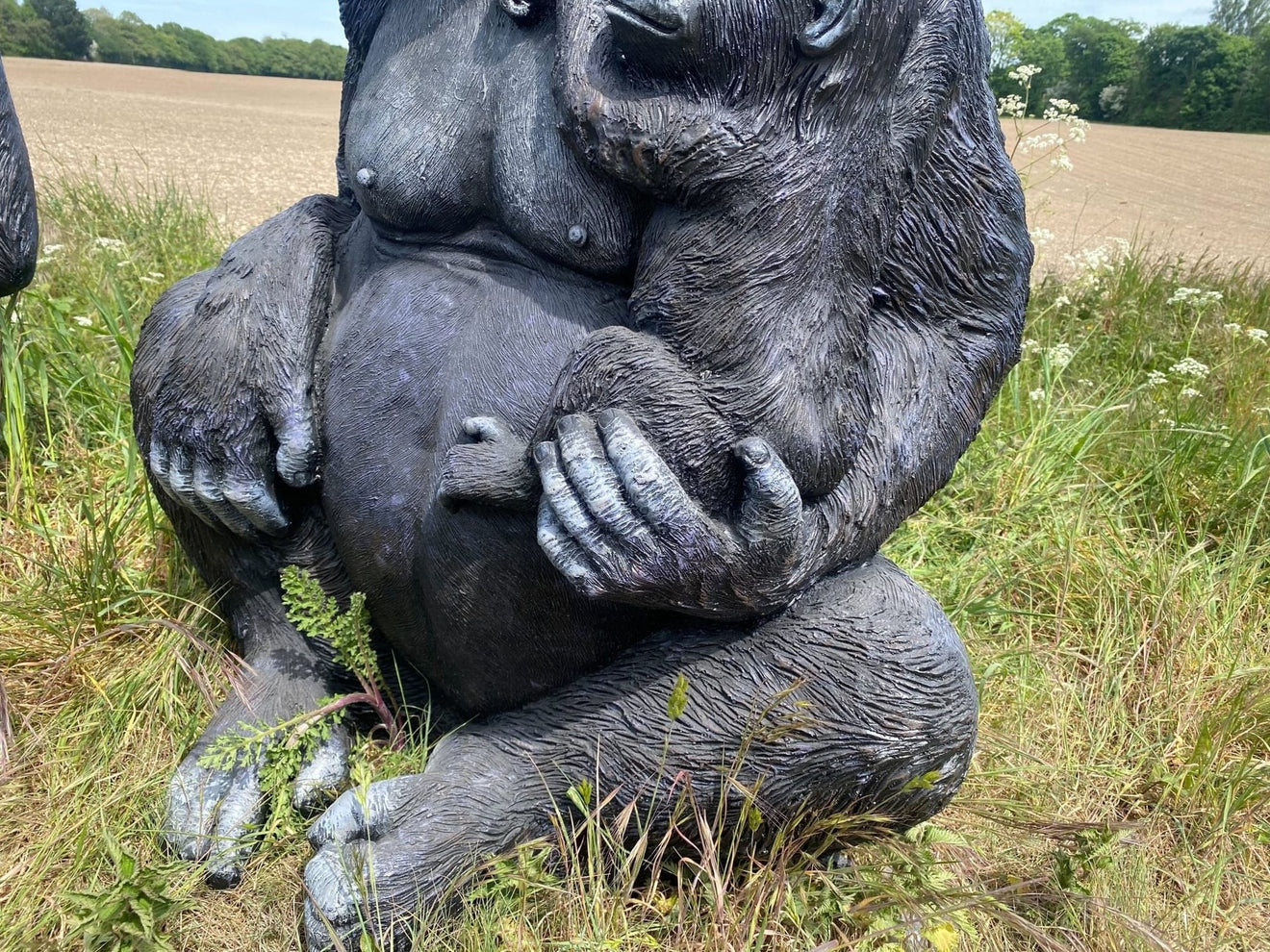 Life - Size Gorilla with Baby Garden Ornament - Backyard Bliss