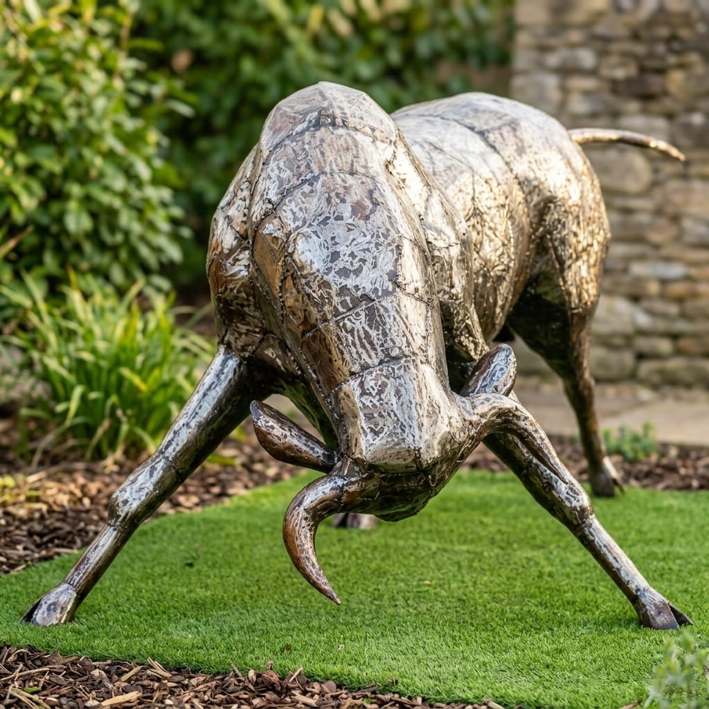 Life Size Metal Bull | Garden Statue