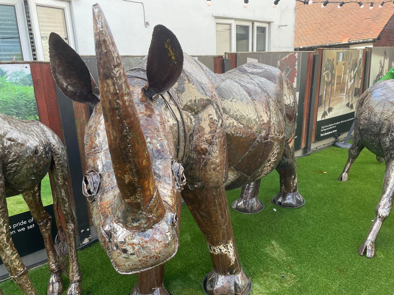 Life Size Metal Rhino Sculpture - Backyard Bliss