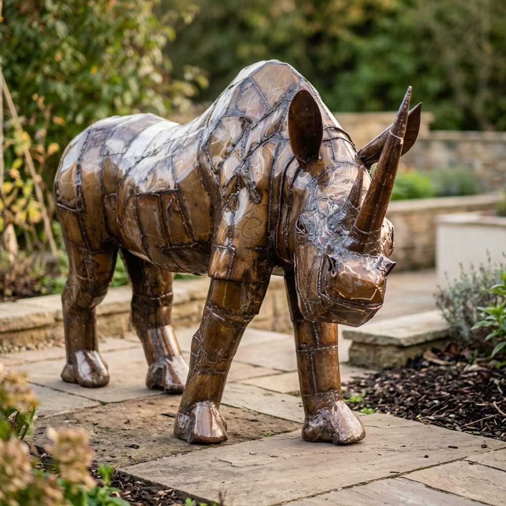 Life Size Metal Rhino Sculpture