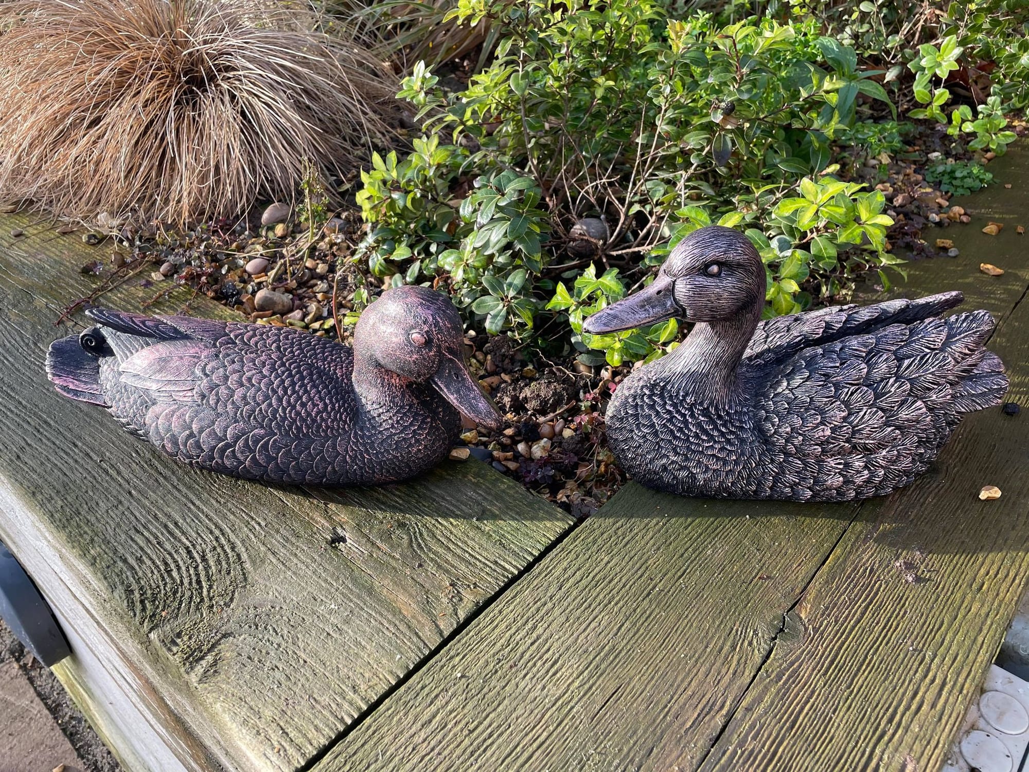 Pair of Bronze Ducks - Backyard Bliss