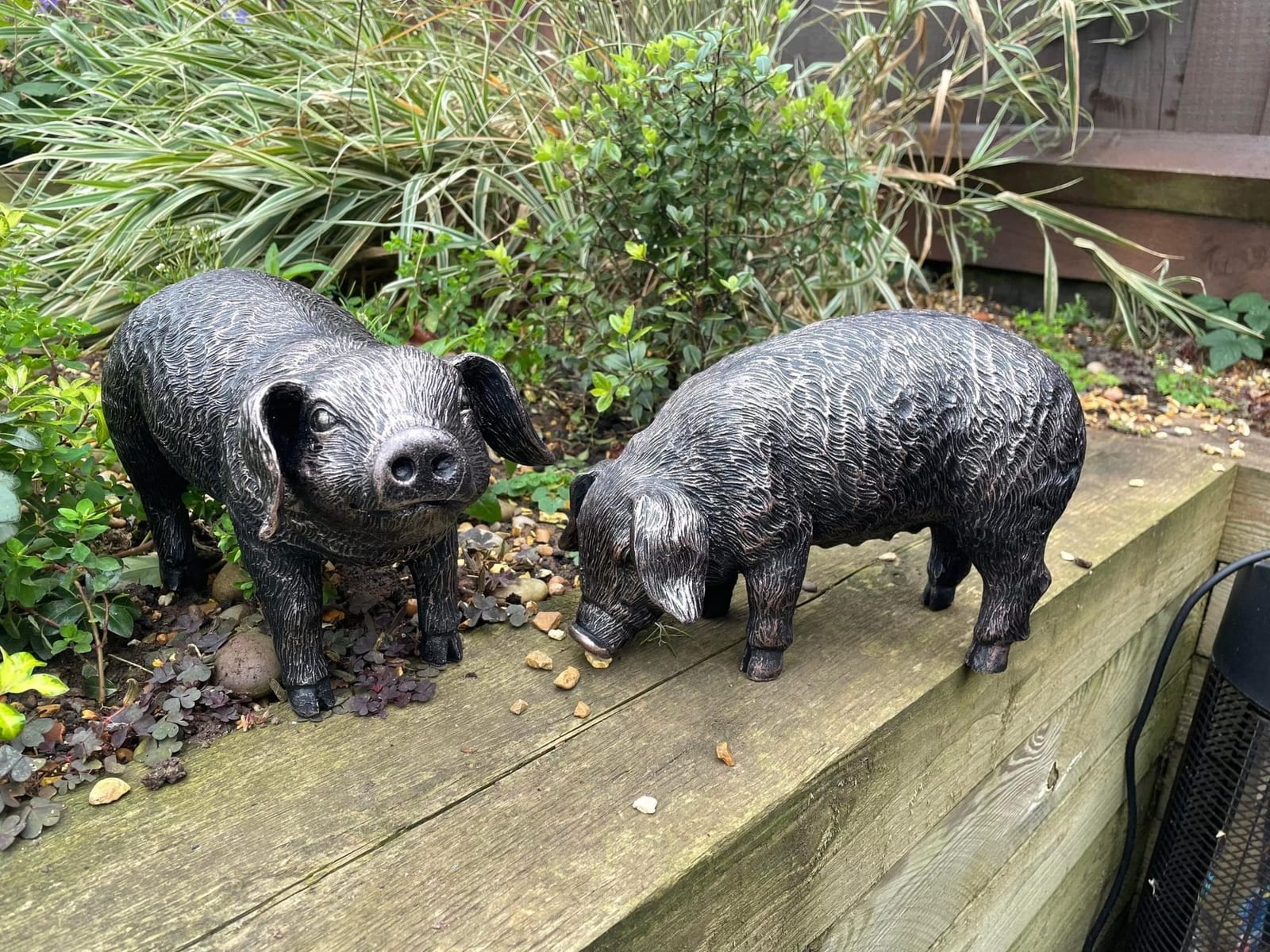 Pair of Bronze Pigs Garden Ornament