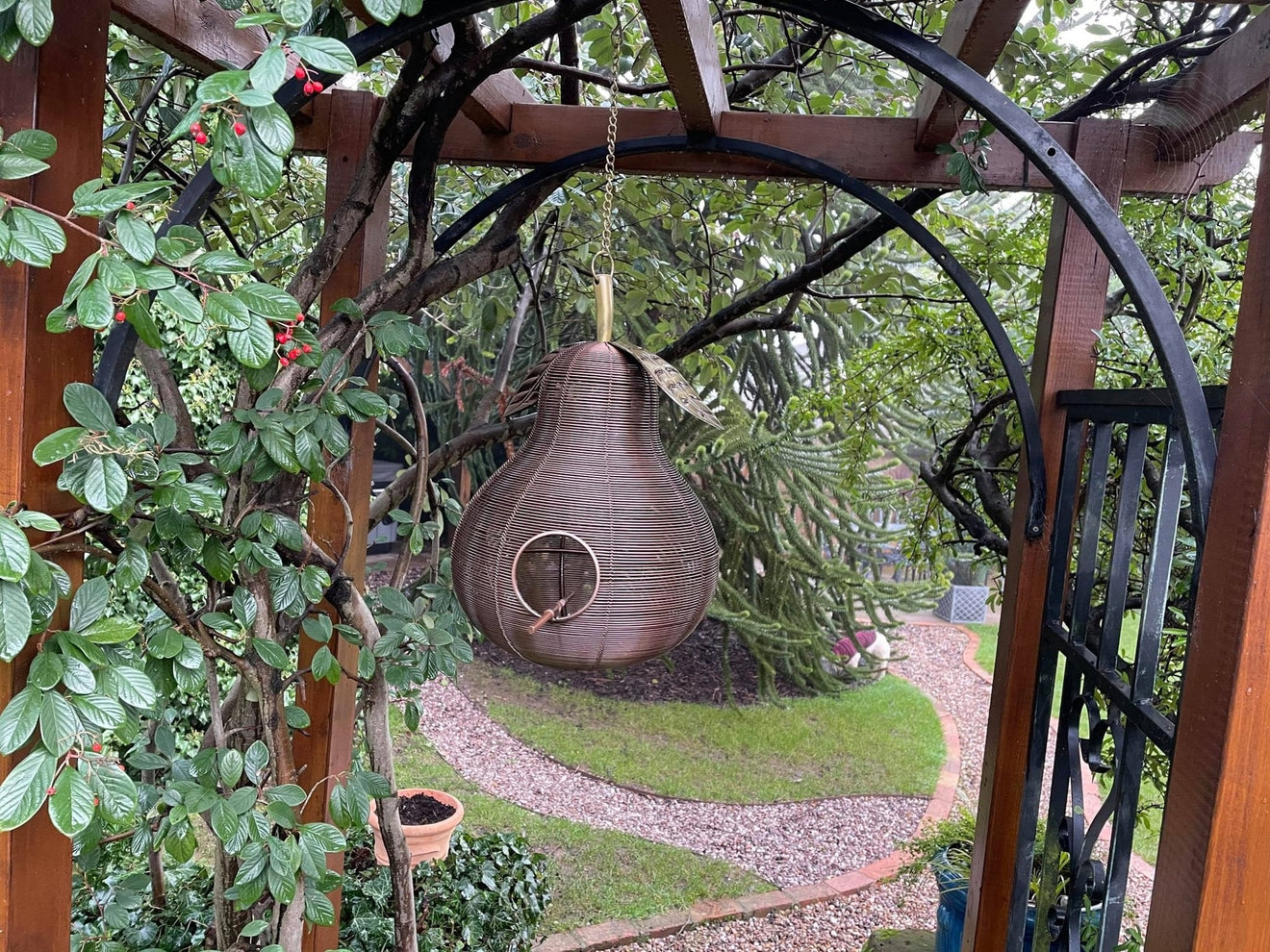 Pear Shaped Copper Bird Feeder - Backyard Bliss