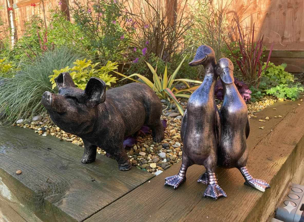 Pig and Ducks Farmyard Friends Ornament Set - Backyard Bliss