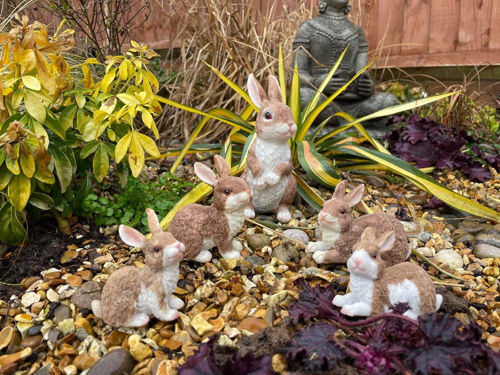 Rambunctious Rabbit Family Garden Ornaments