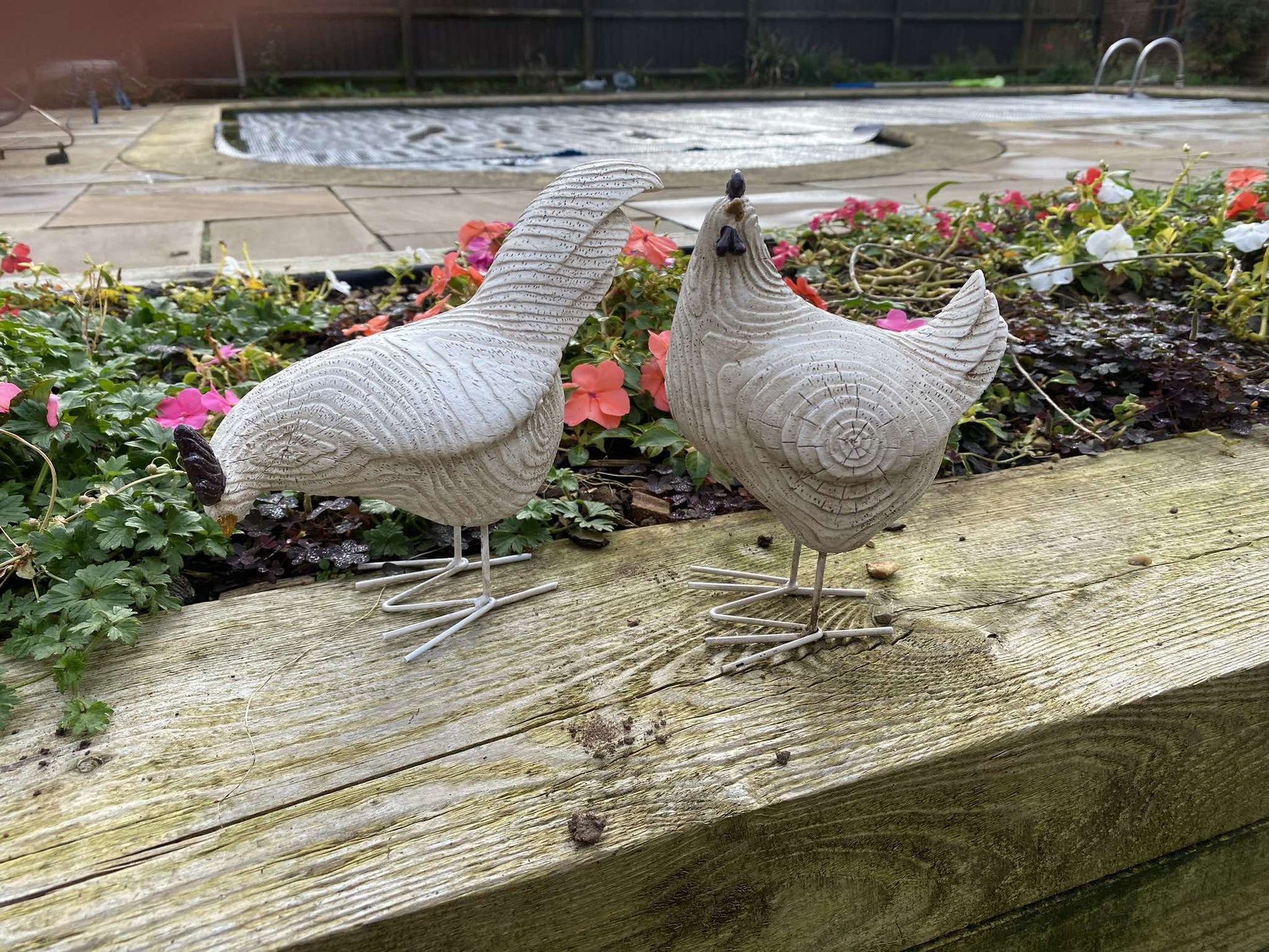 Rustic Roosters Garden Ornament Set - Backyard Bliss