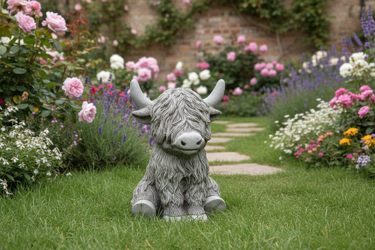 Highland Cow Stone Garden Statue