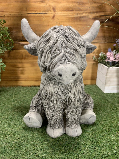 Highland Cow Stone Statue