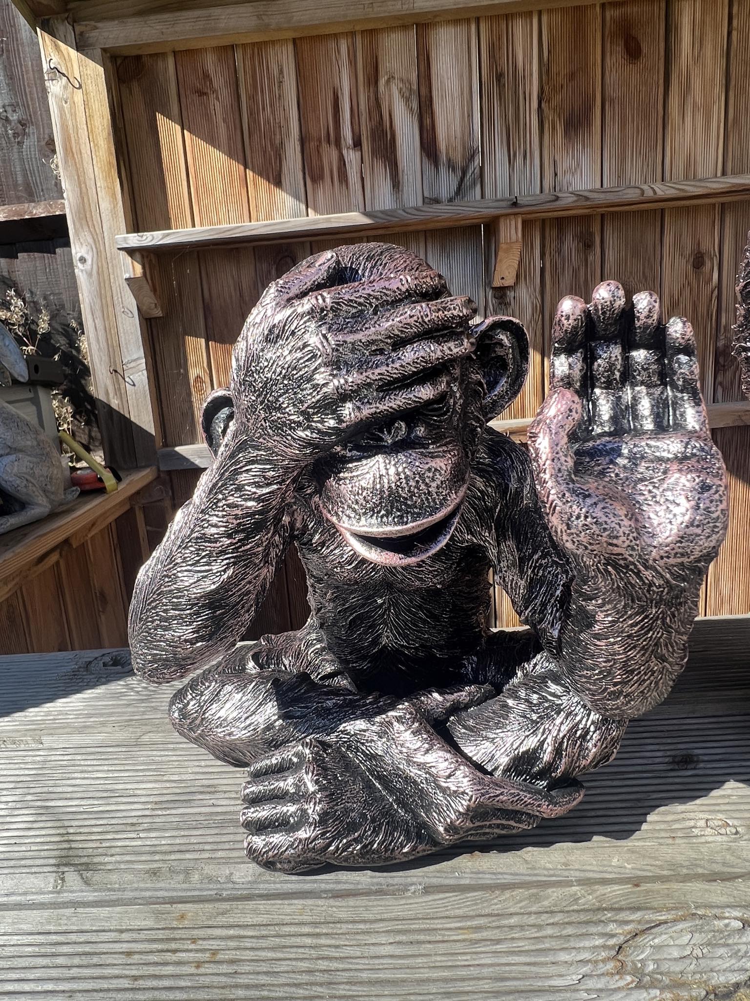 Set of 3 Monkey Set - Garden Ornament Set - Backyard Bliss