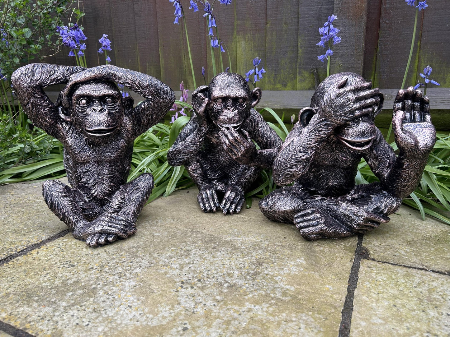 Set of 3 Monkey Set - Garden Ornament Set - Backyard Bliss