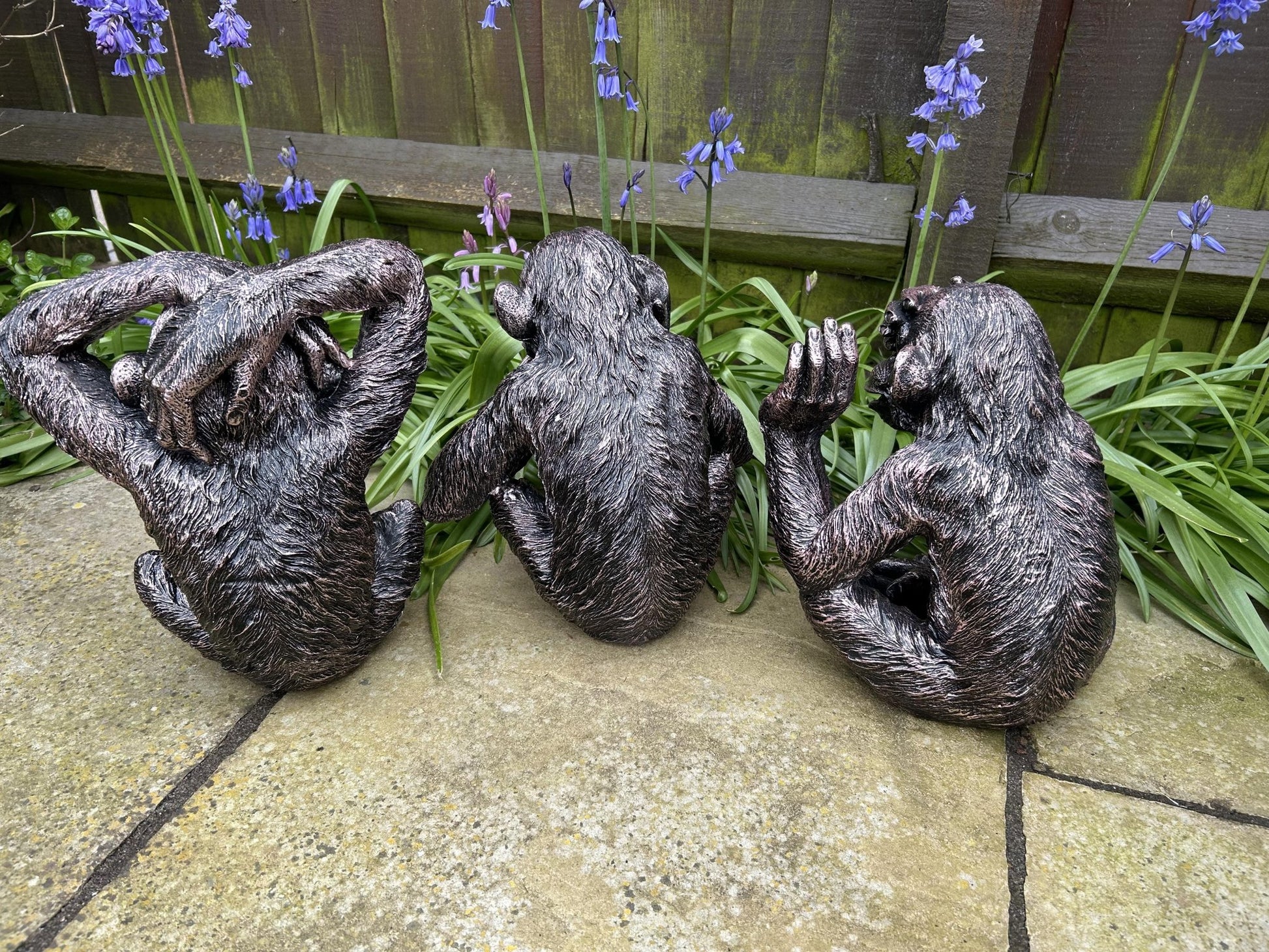 Set of 3 Monkey Set - Garden Ornament Set - Backyard Bliss