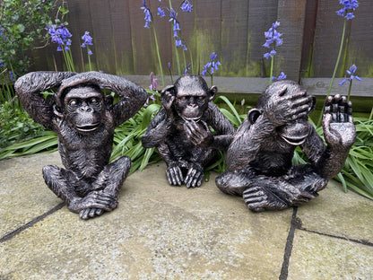 Set of 3 Monkey Set - Garden Ornament Set - Backyard Bliss