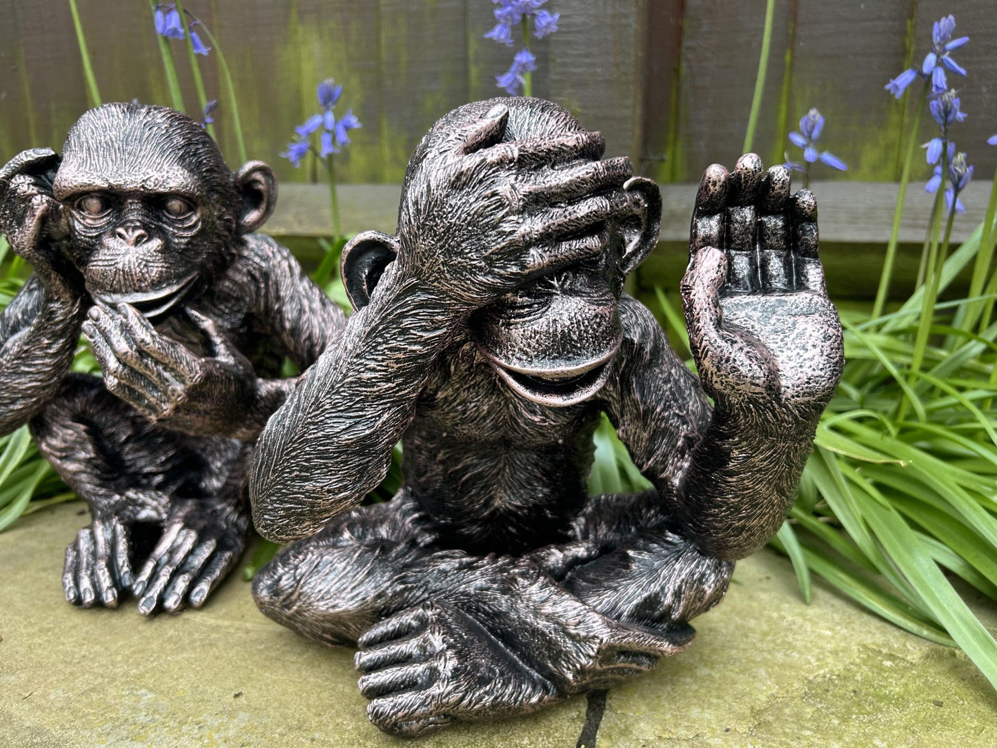 Set of 3 Monkey Set - Garden Ornament Set - Backyard Bliss