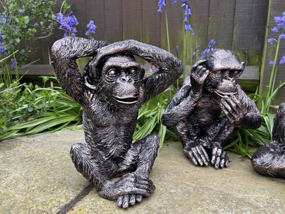 Set of 3 Monkey Set - Garden Ornament Set - Backyard Bliss