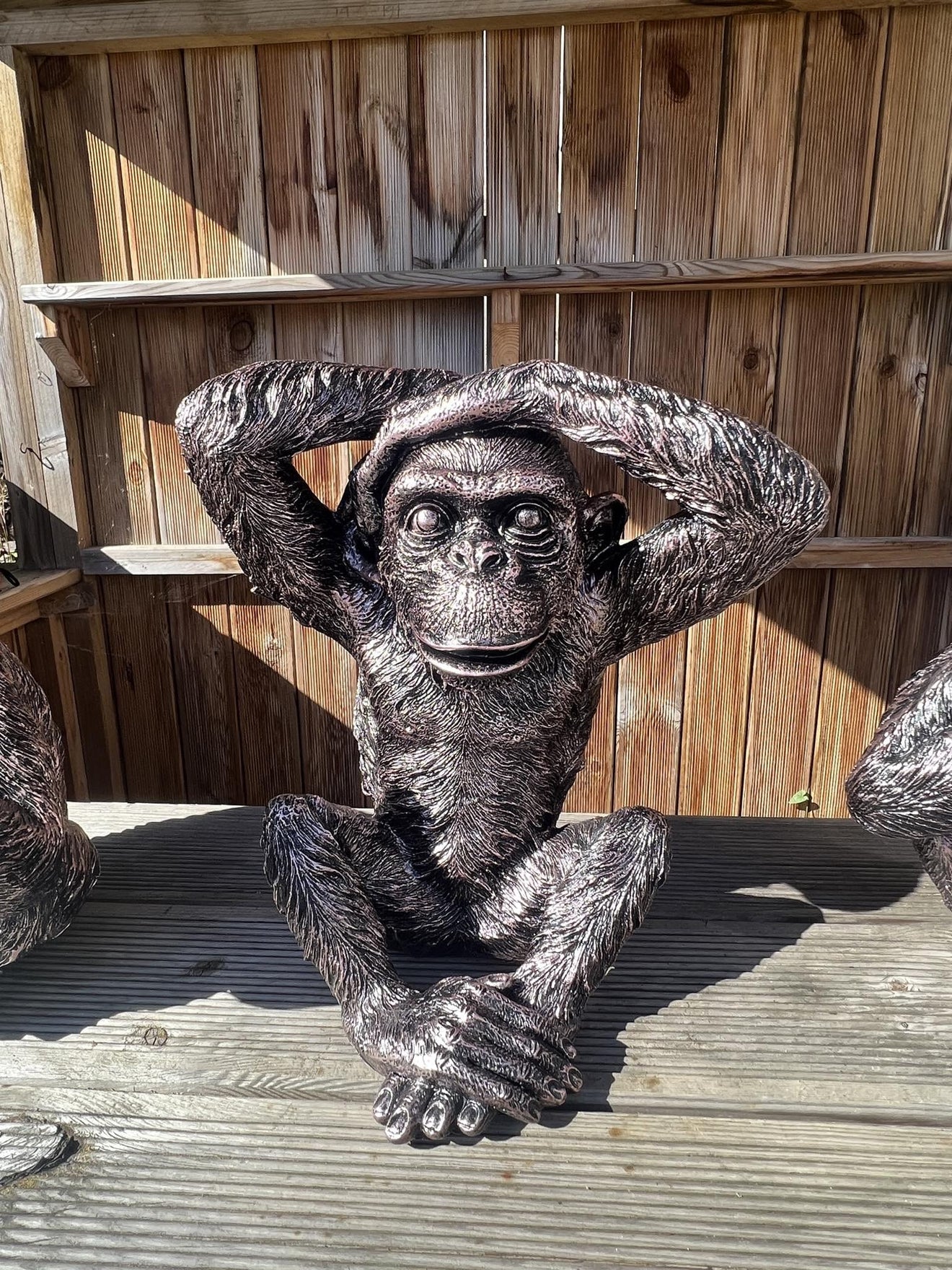 Set of 3 Monkey Set - Garden Ornament Set - Backyard Bliss