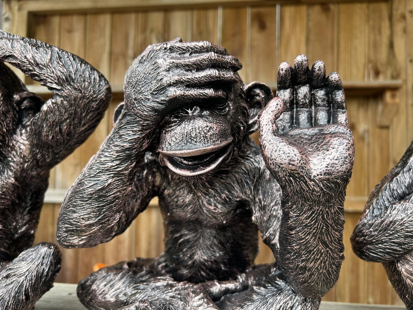 Set of 3 Monkey Set - Garden Ornament Set - Backyard Bliss