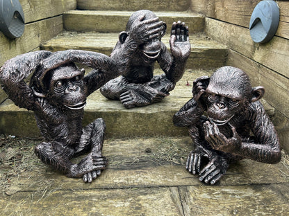Set of 3 Monkey Set - Garden Ornament Set - Backyard Bliss