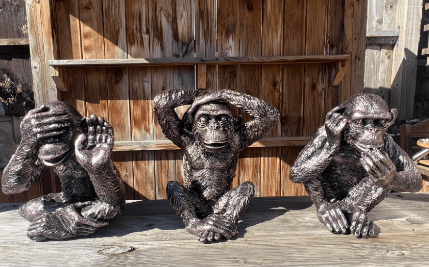 Set of 3 Monkey Set - Garden Ornament Set - Backyard Bliss