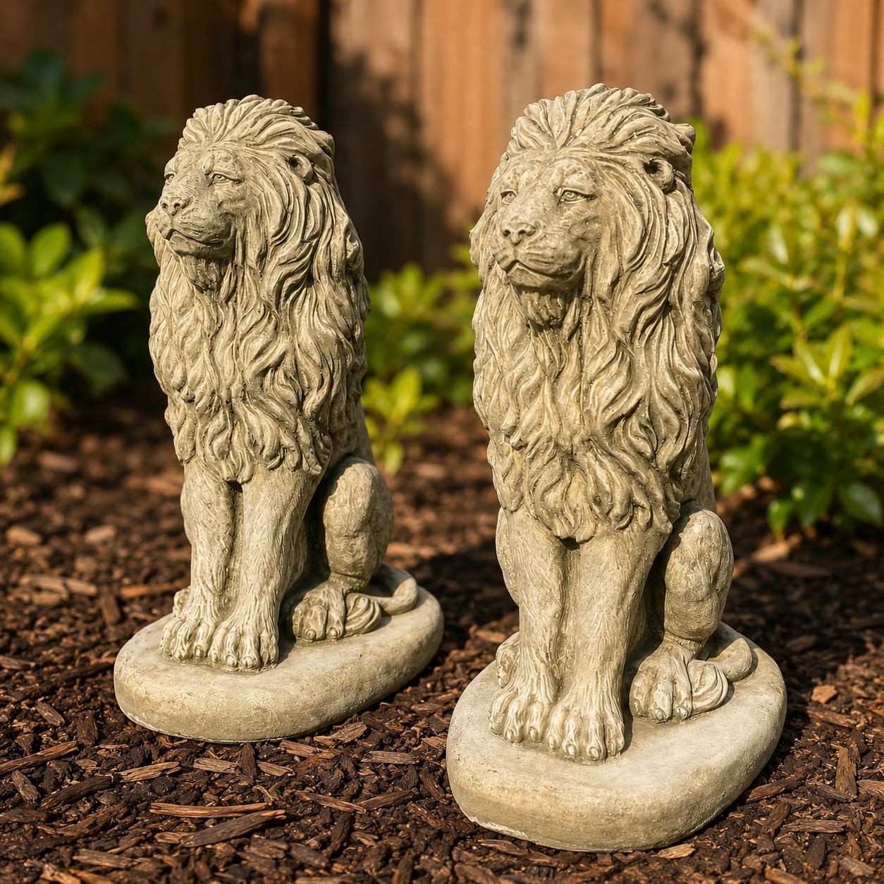 Pair of Sitting Lion Garden Statue's