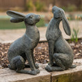 Large Moon-Gazing Graphite Hares Garden Ornament Set