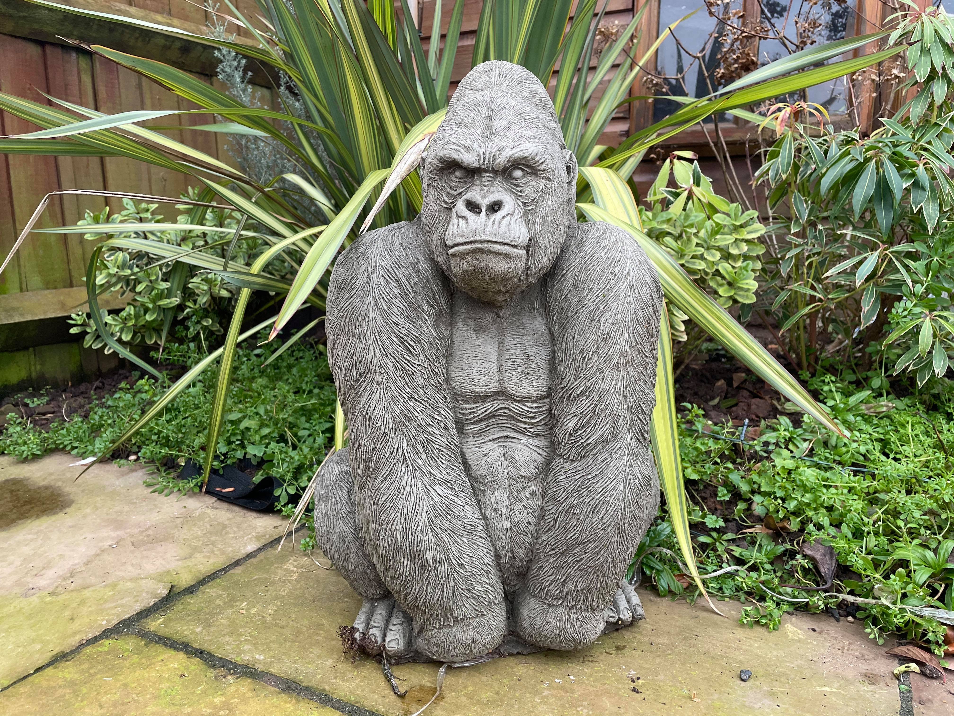 Gorilla Silver Back Male Ape Statue