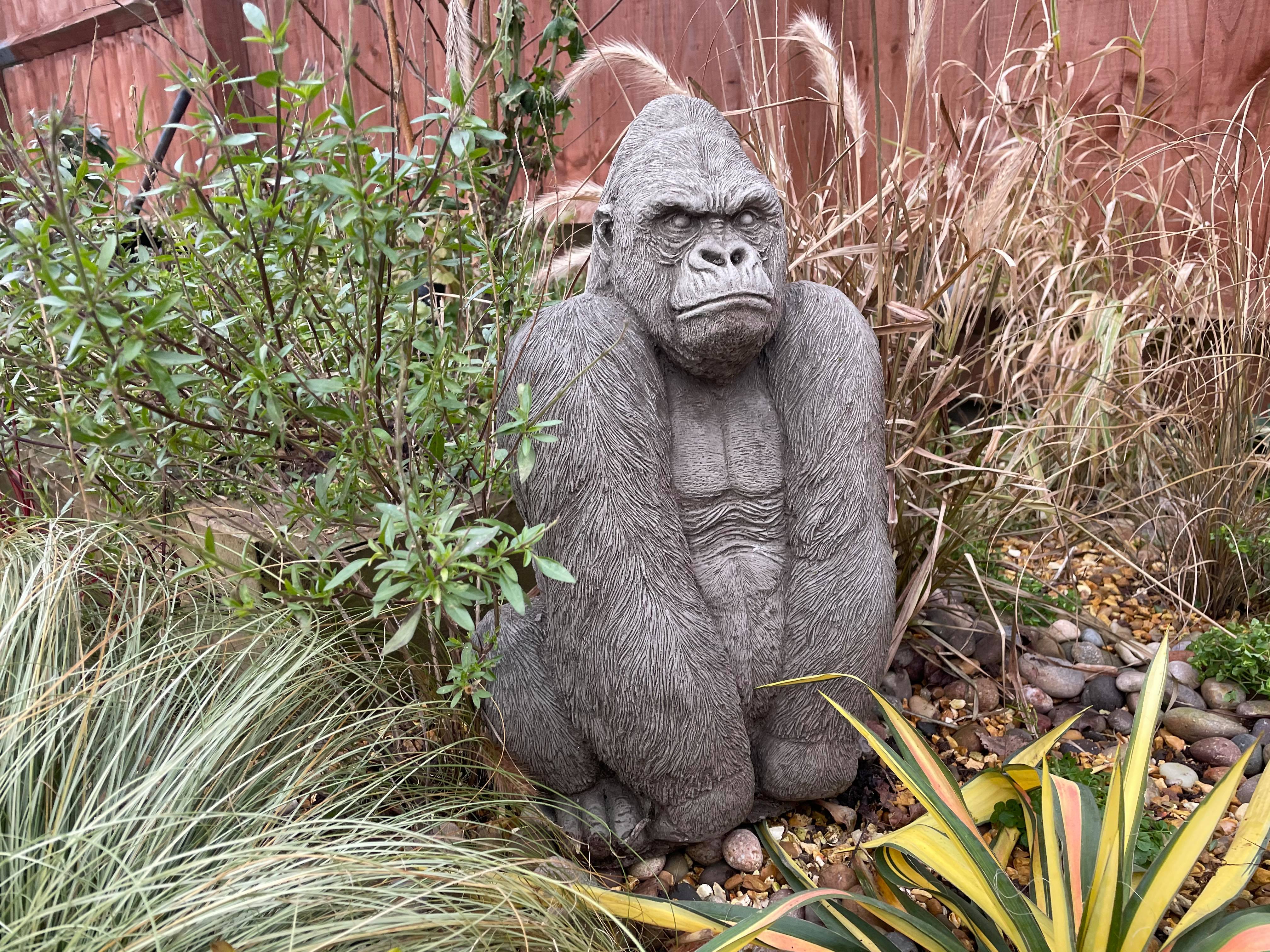 Gorilla Silver Back Male Ape Statue