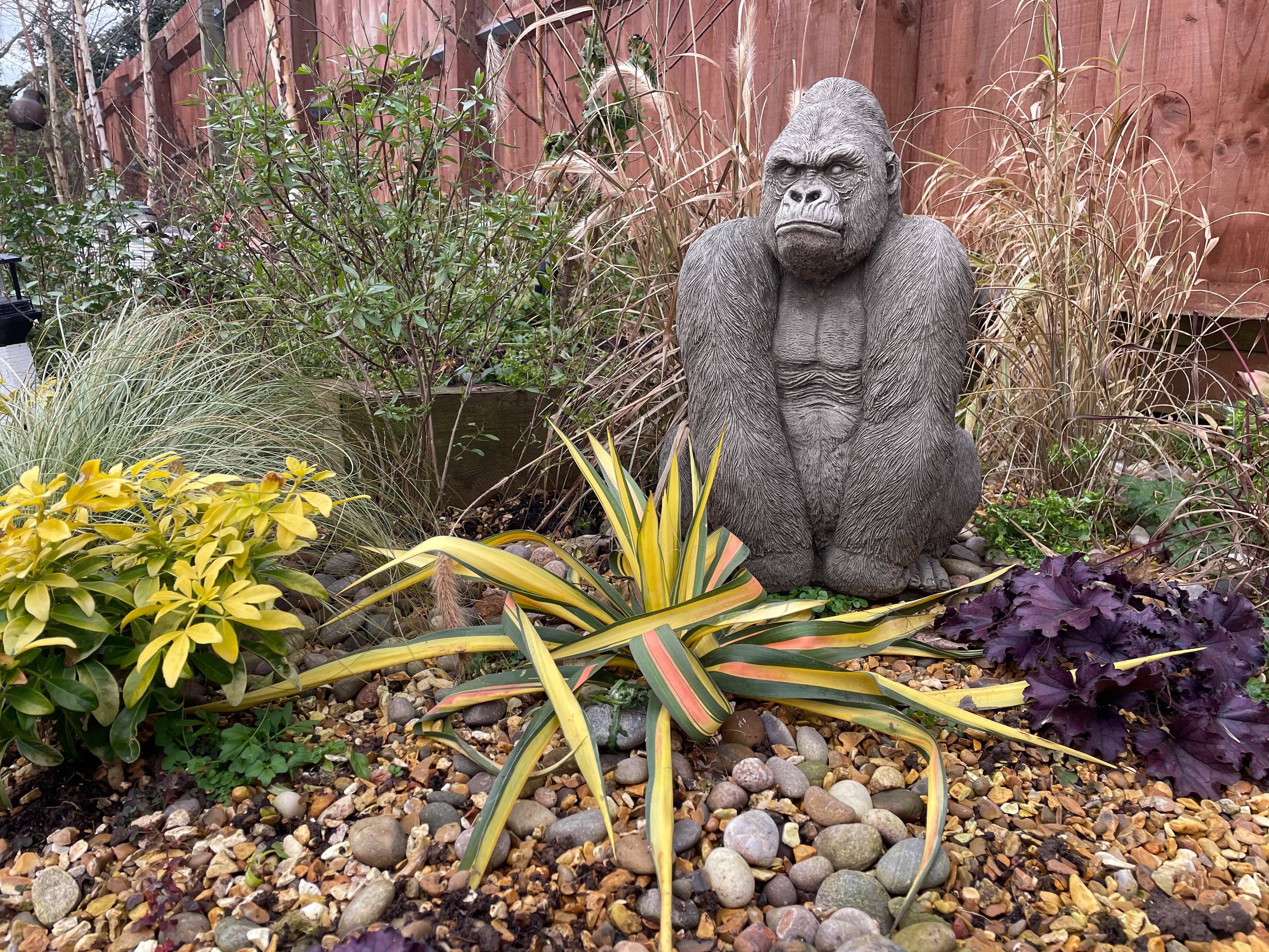 Gorilla Silver Back Male Ape Statue