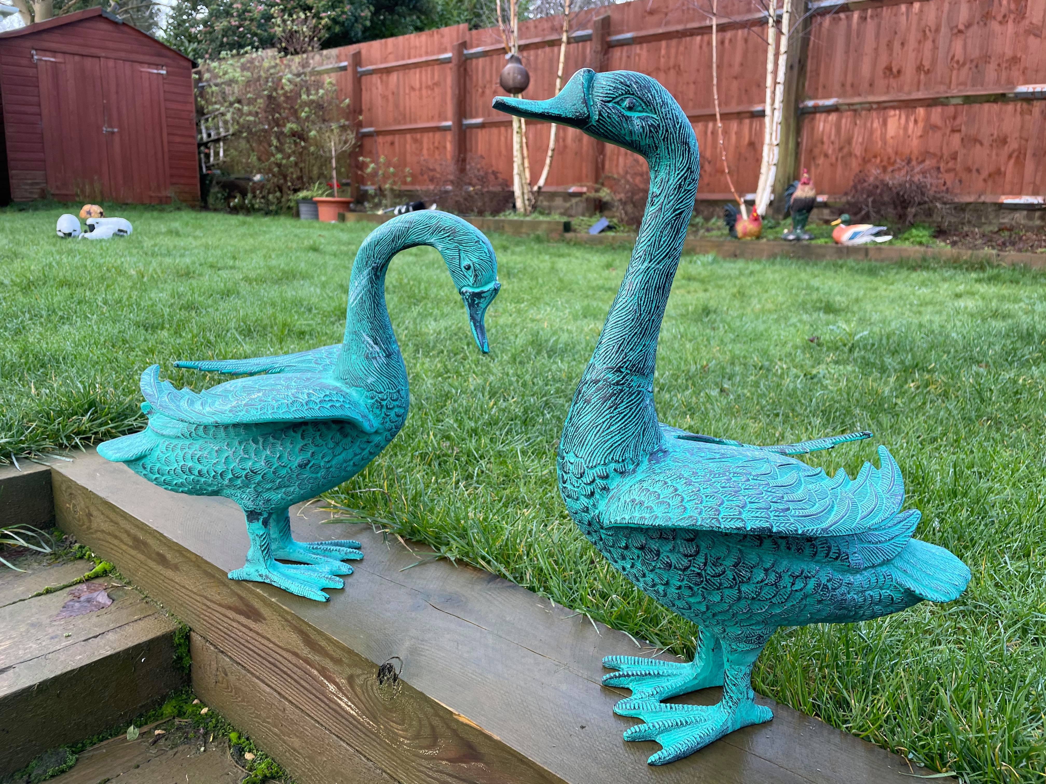 Gorgeous Green Geese Pair