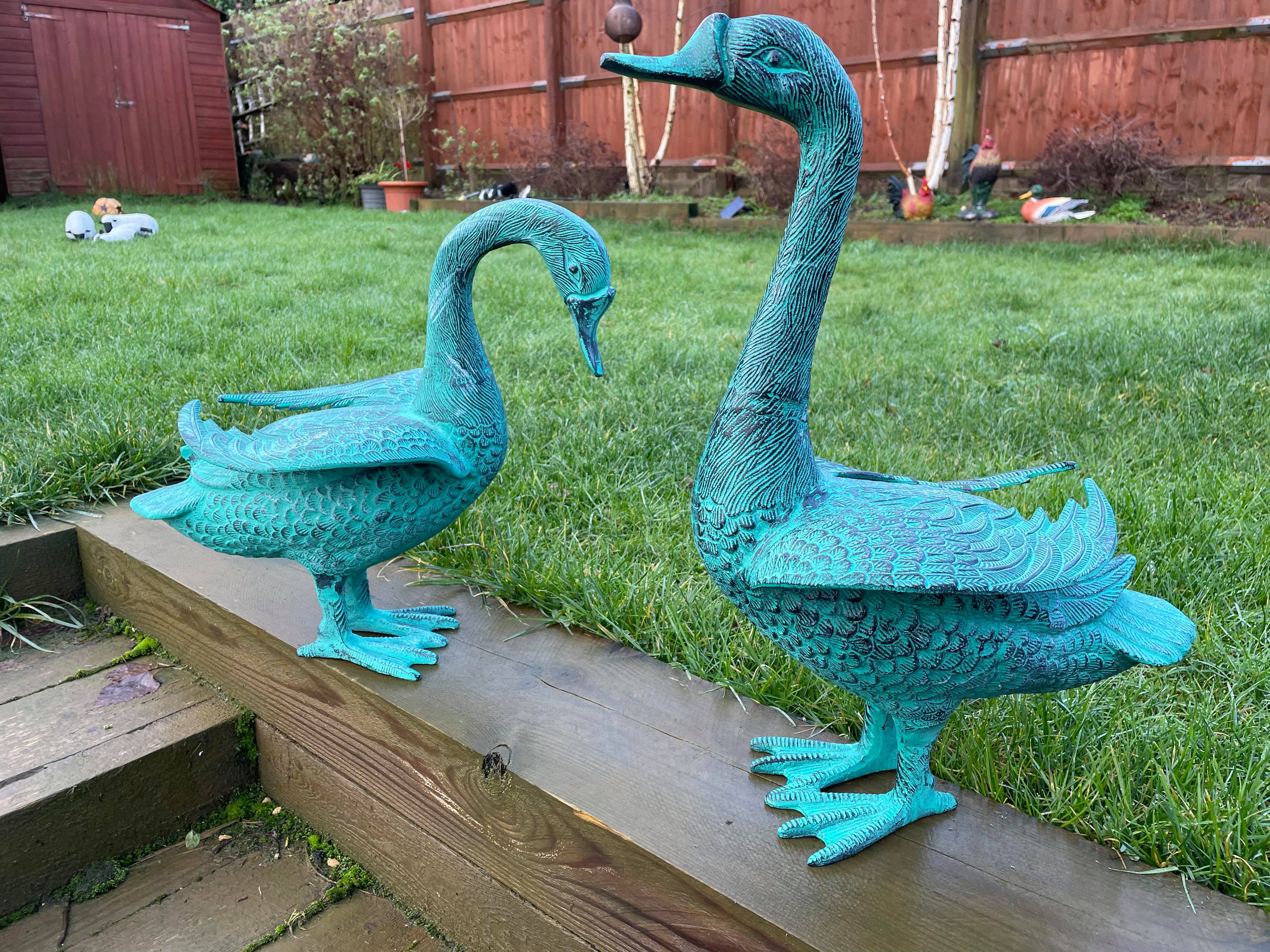Gorgeous Green Geese Pair