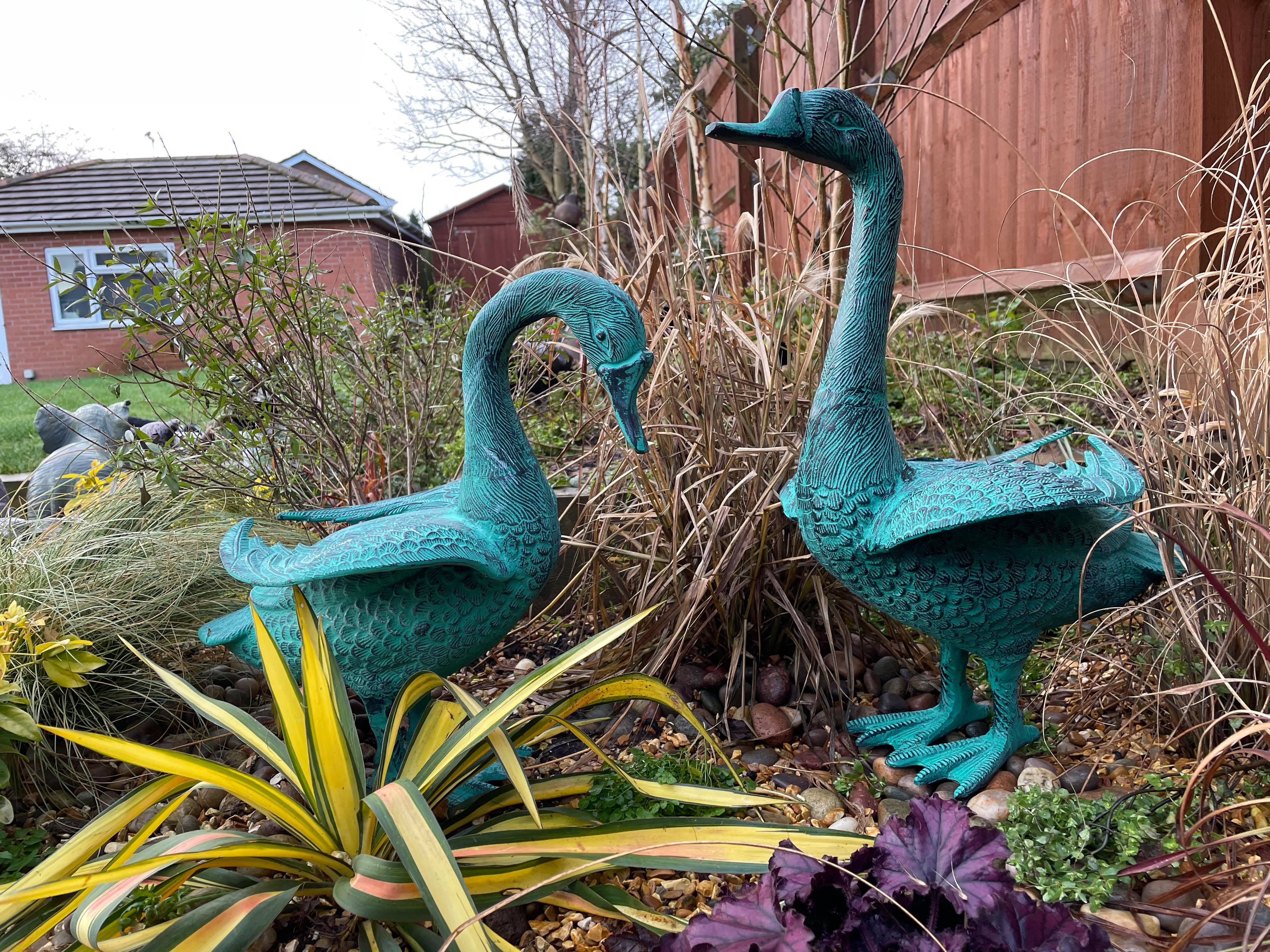 Gorgeous Green Geese Pair
