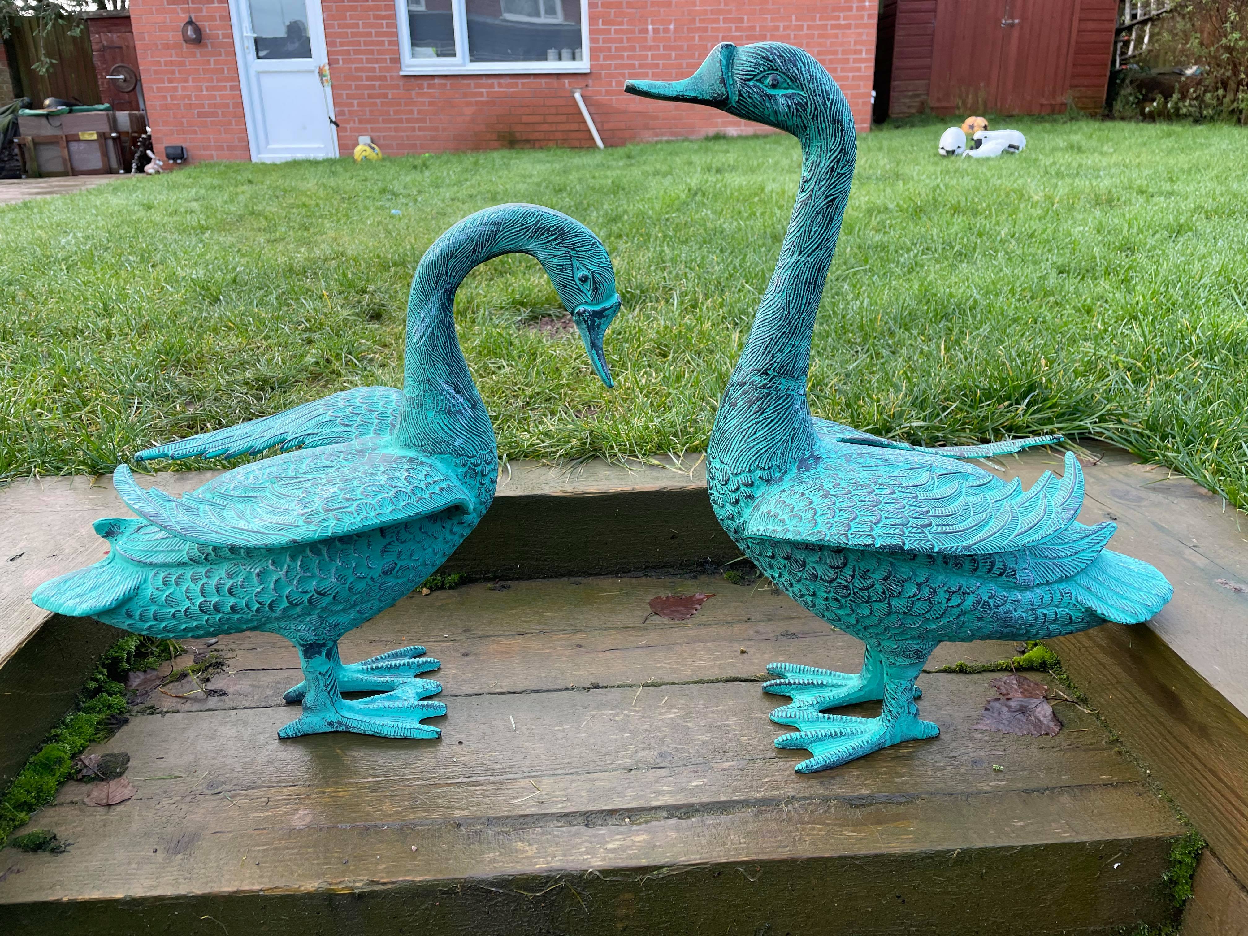 Gorgeous Green Geese Pair